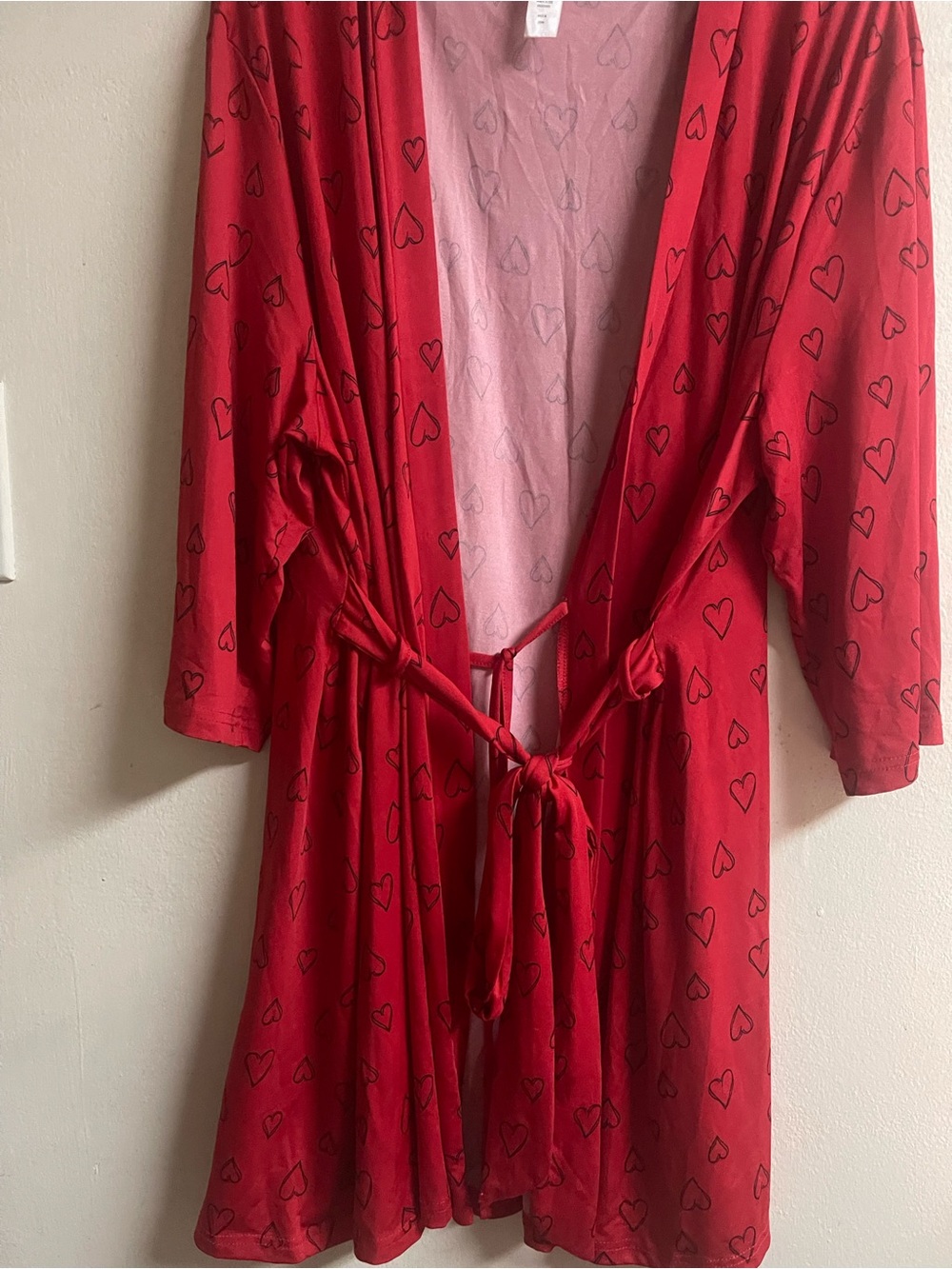 just be Red Heart-Print Robe - Picture 5 of 6